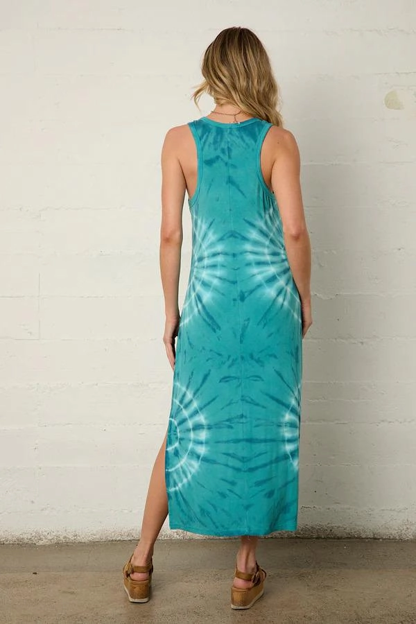 Invisible-Zip Relax Form River   Sky Napa Midi Dress