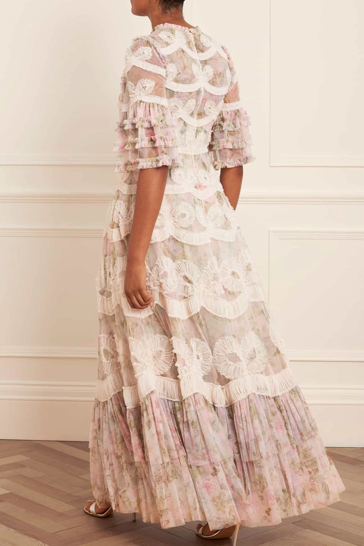 Rose Powder Ingrid Gown Beaded-Sleeve