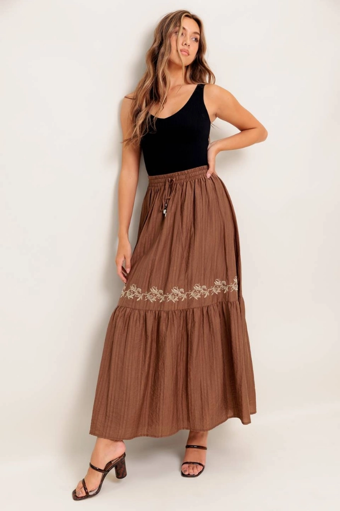 Light Touch Eliza Embroiderd Maxi Skirt
