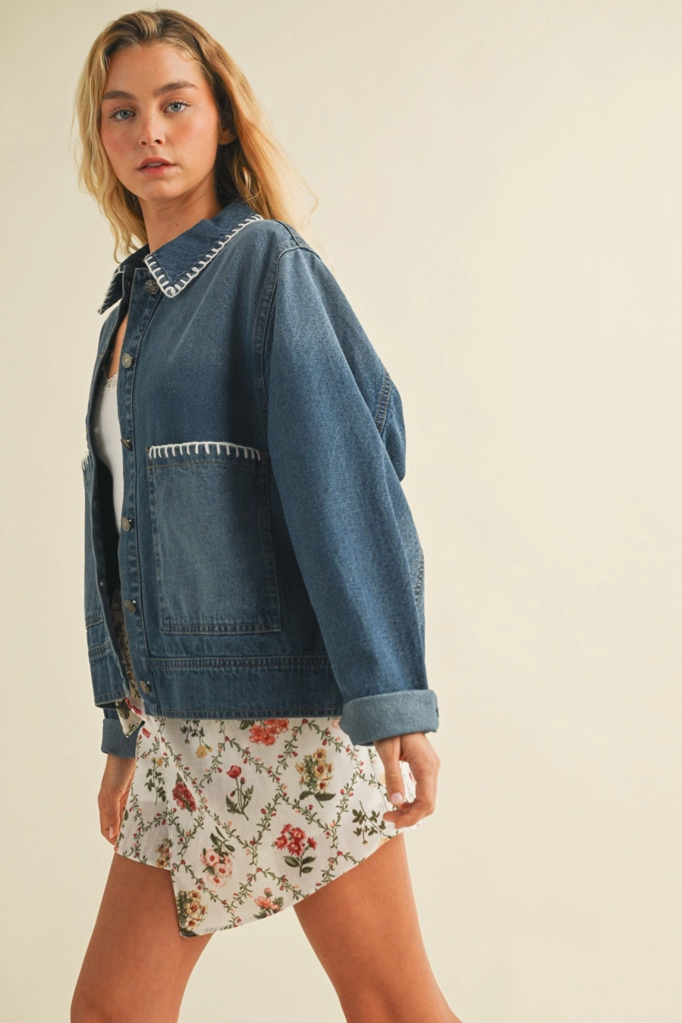 ALEX COLLARED DENIM JACKET Soft Core