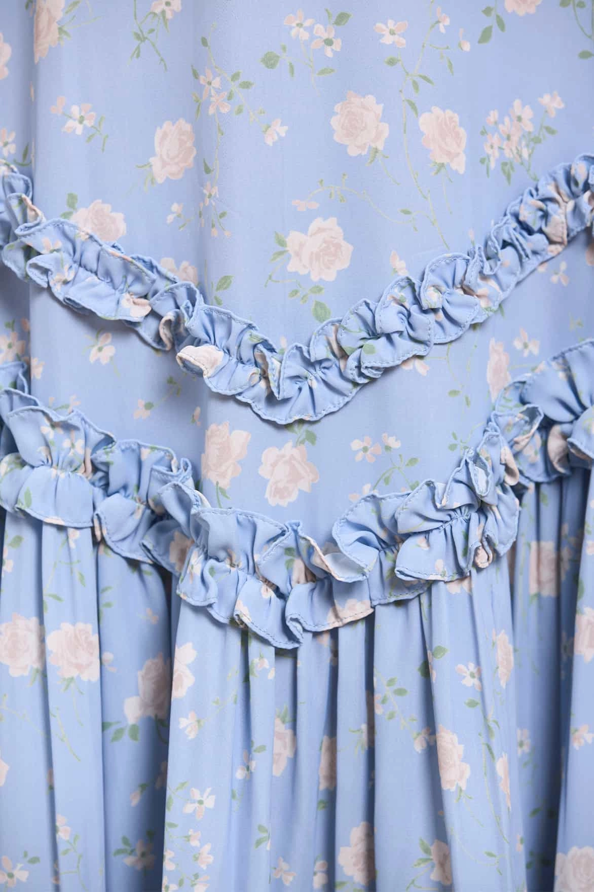 Rose Ditsy Satin V-Neck Ballerina Dress Cozy Layer Warm Base