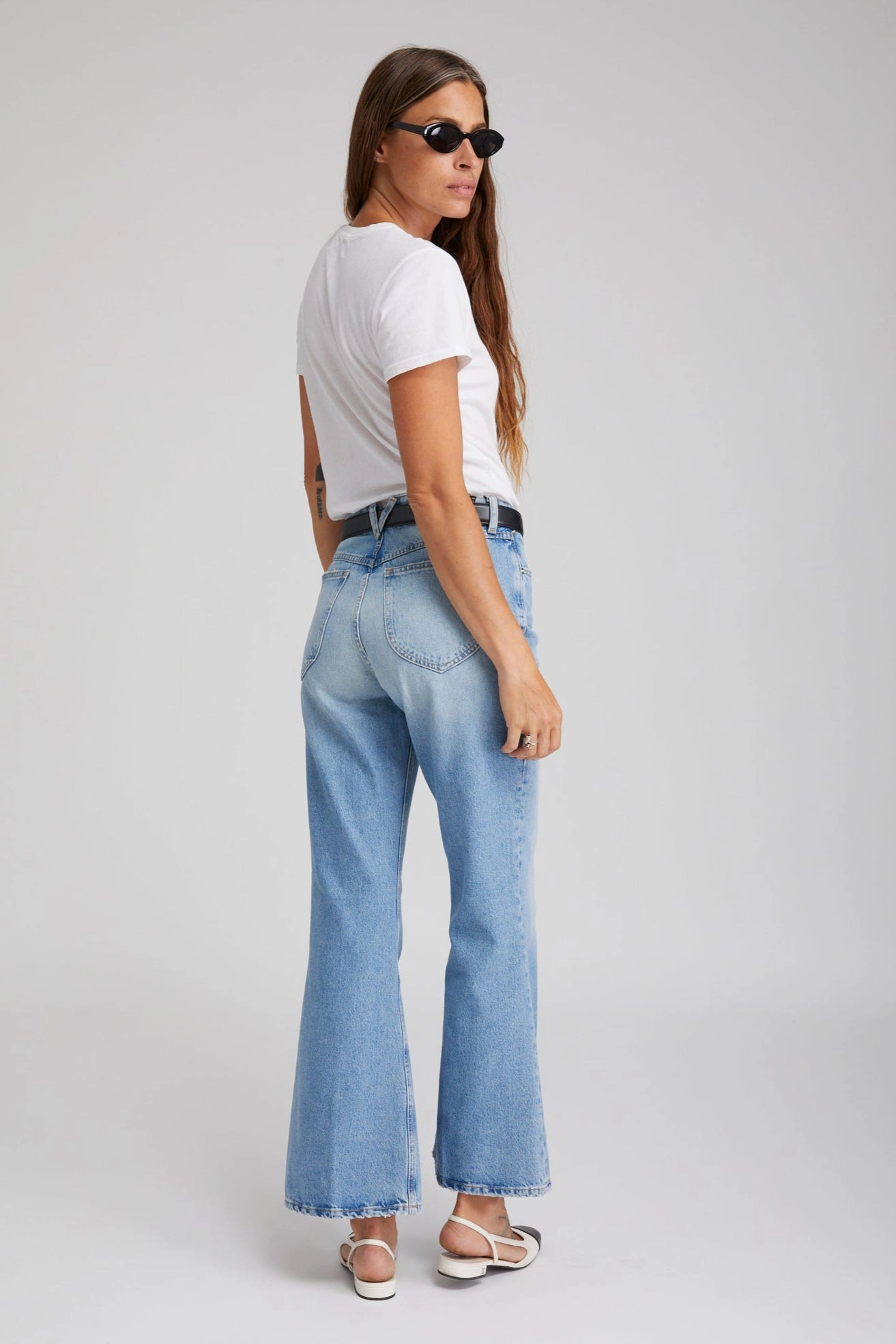 Victoria Boyfriend Flare Denim FourWay Stretch Interlock Stitch Detail