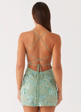 Vietta Sequin Cami Mini Dress - Mint