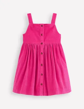 Stylish Layer Button-through Pinafore Dress-Raspberry Pink