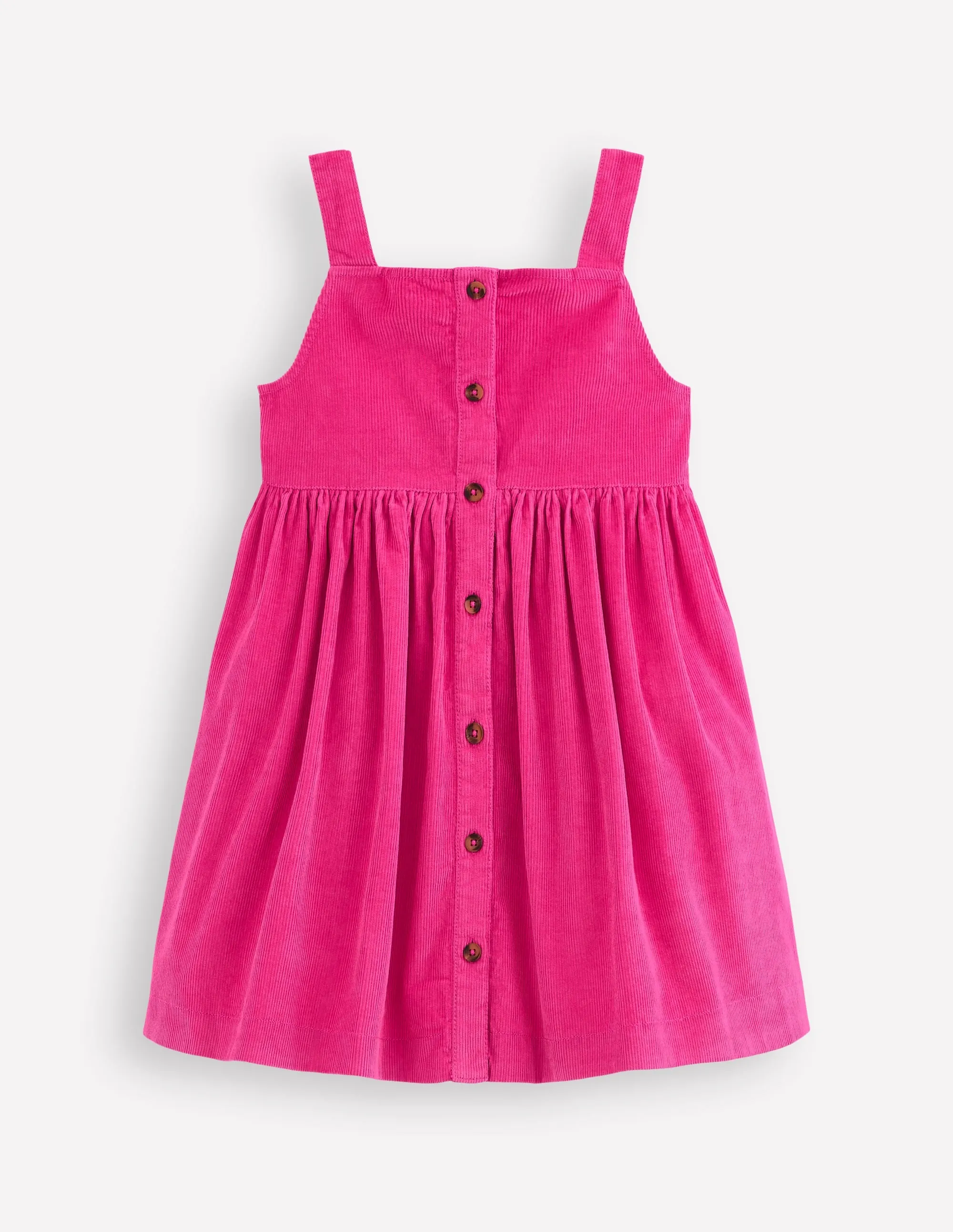 Wrinkle-Resistant Button-through Pinafore Dress-Raspberry Pink