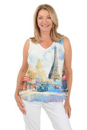 NonChafing Fabric AdjustableCuffSystem Vintage Paris Eyelet Sleeveless Top