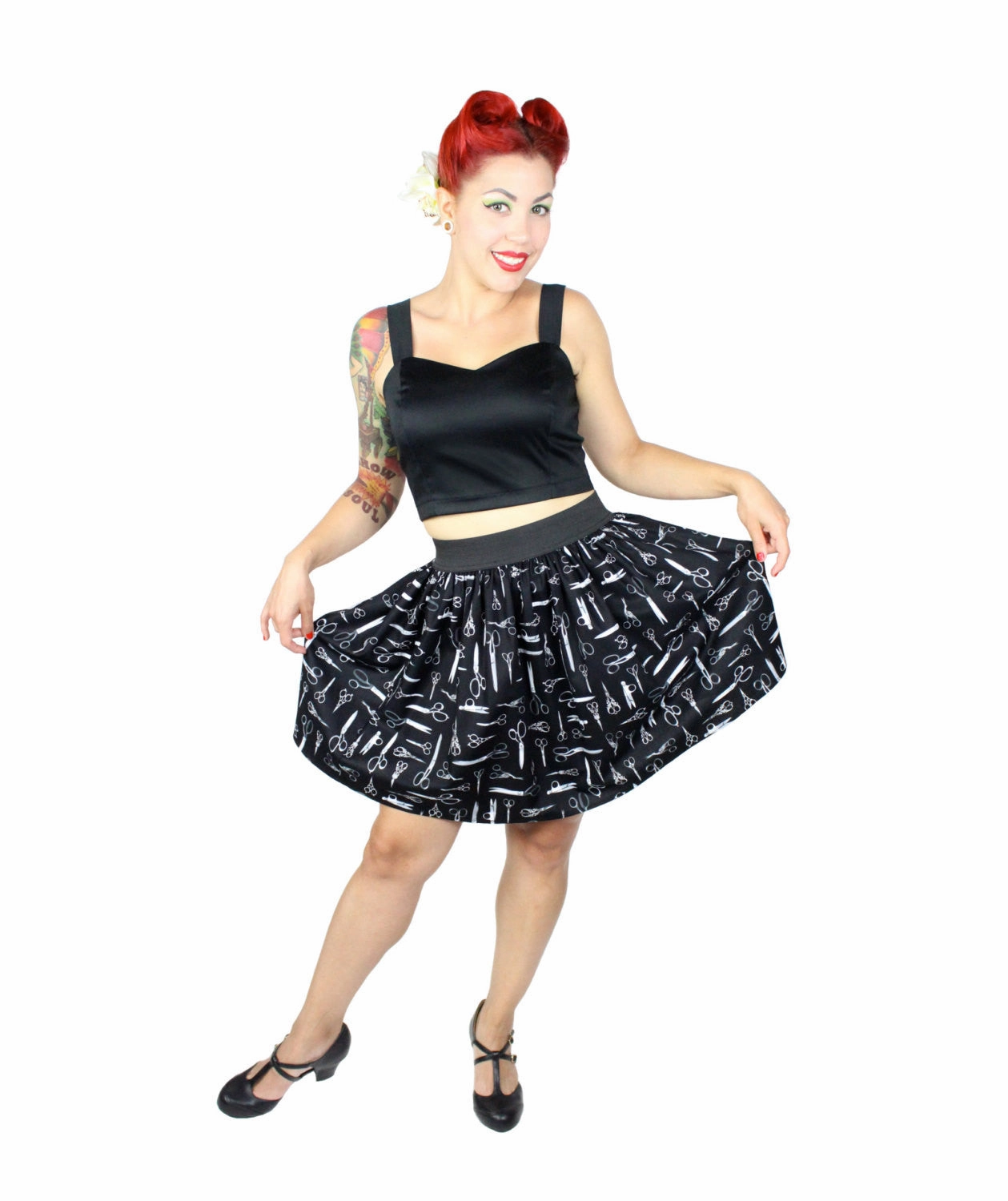 Warm Insulation Vintage Scissors Pleated Skirt #PS-S757