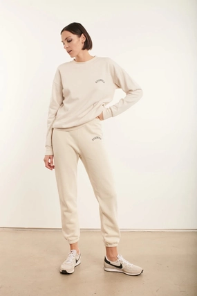 Vintage White College Logo Sweatpants Cool Fabric