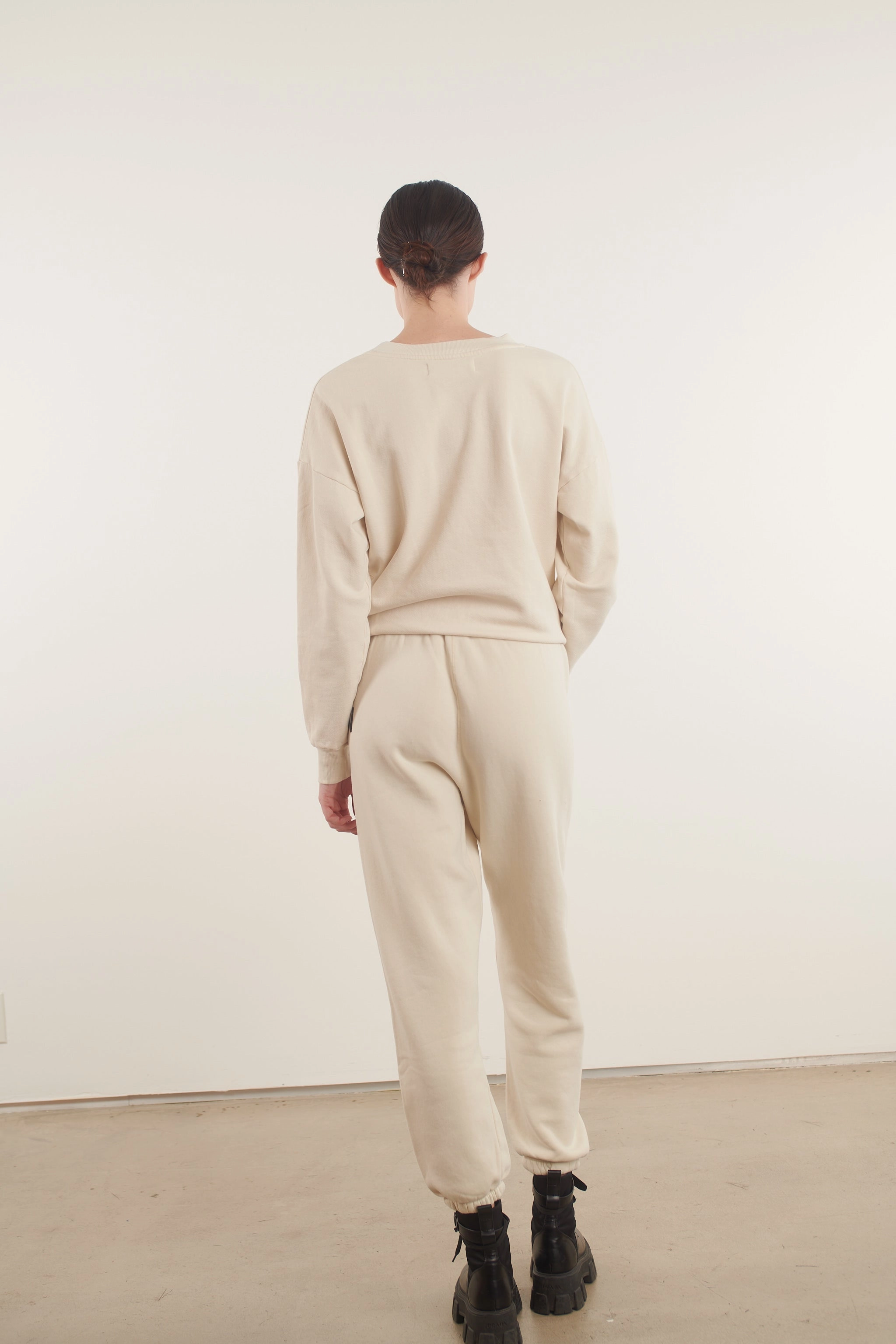 SustainableBlend Eco Friendly Material Vintage White Small Logo Sweatpants