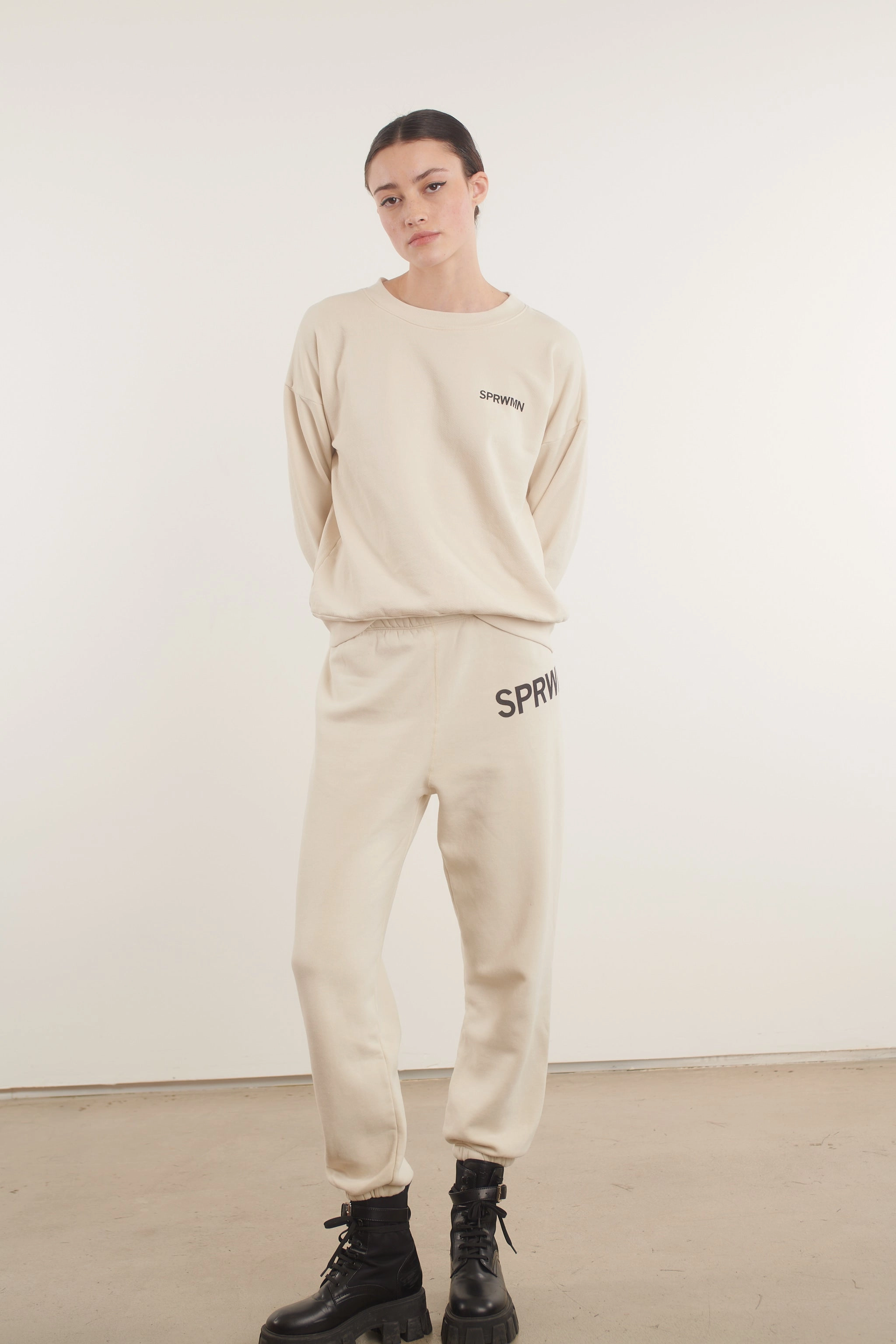 MultiPanel Design Vintage White Small Logo Sweatpants