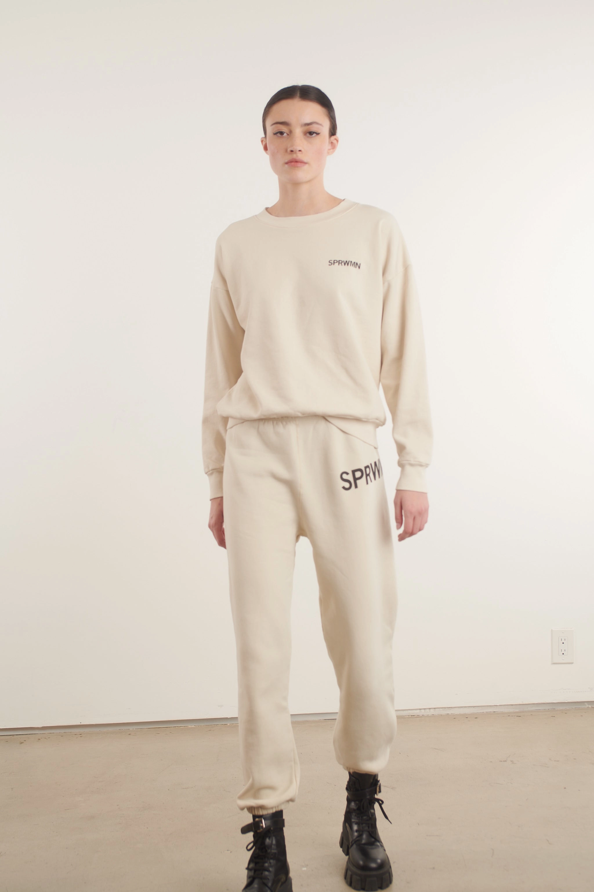 Vintage White Small Logo Sweatpants Grid Back Panel