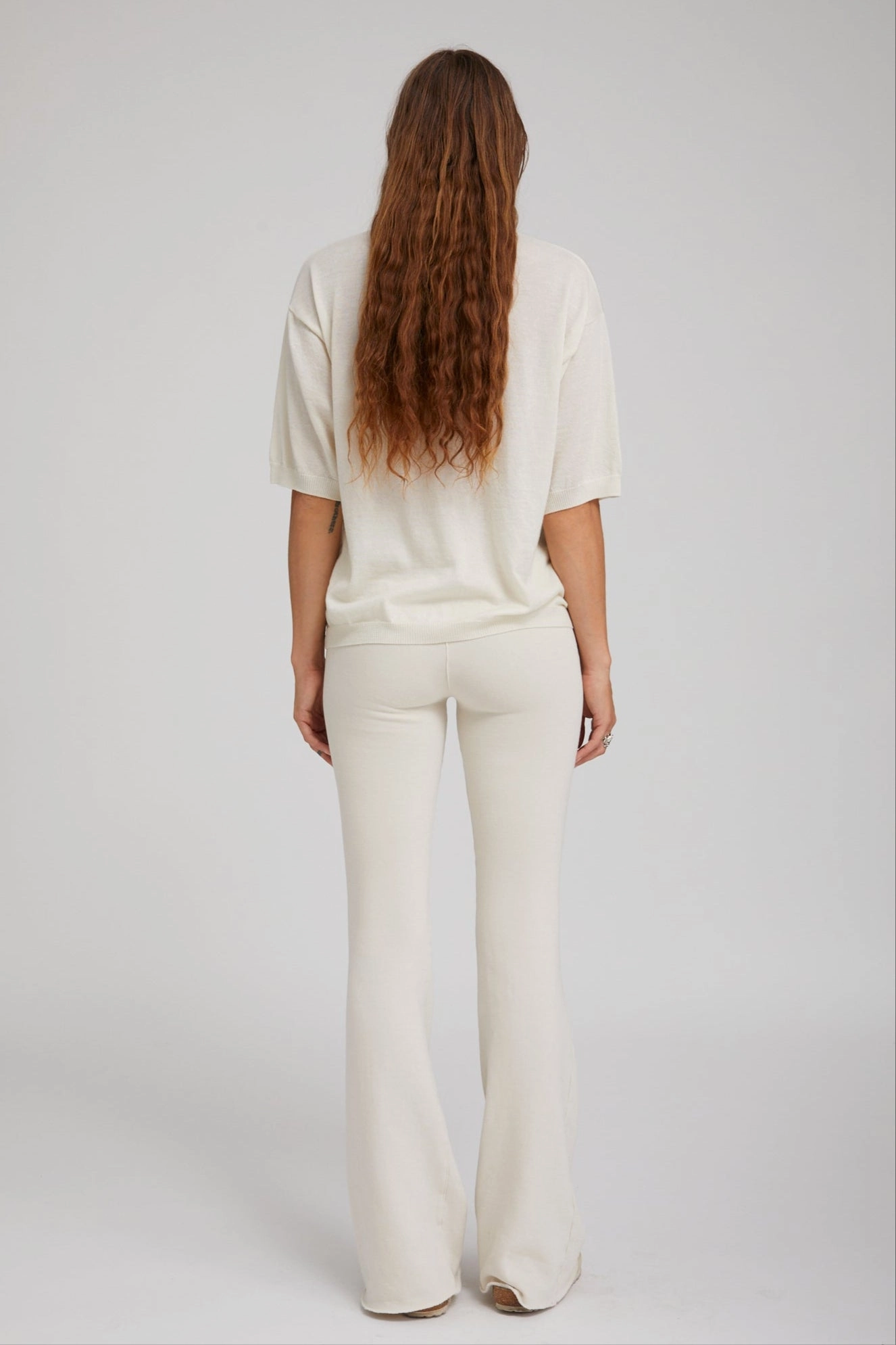 FadeResistant Dye Vintage White Tri-Blend Micro Flare Pants