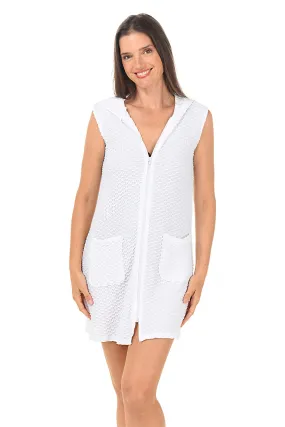 CrossGrain Fabric Soft Brushed Lining Waffle Knit Sleeveless Cover-Up