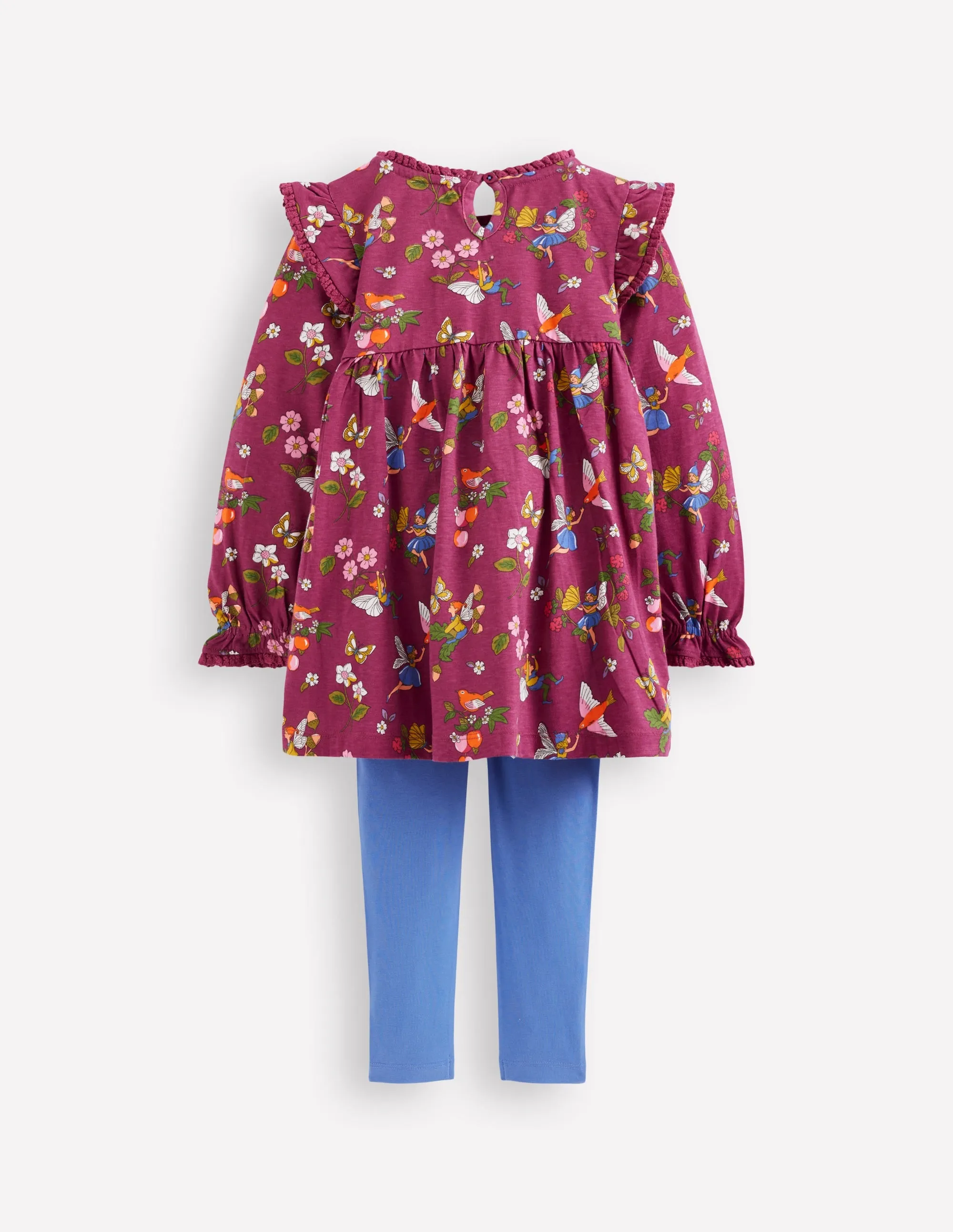 Printed Tunic Set-Burgundy Fairy Anti Static Fabric