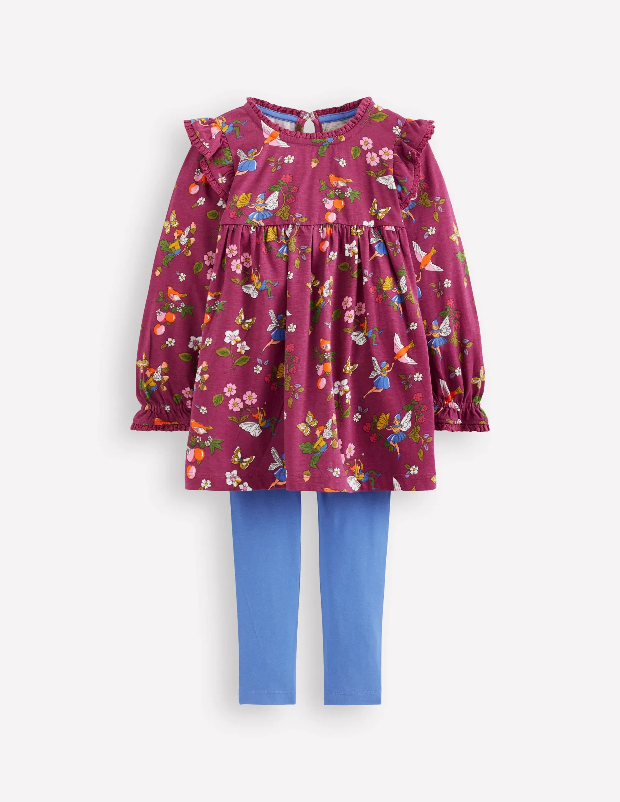 Smart Casual No Shrink Fabric Printed Tunic Set-Burgundy Fairy