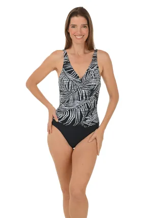 Midnight Jungle V-Neck Swimsuit NonSlip Grip Tape OdorResistantTreatment