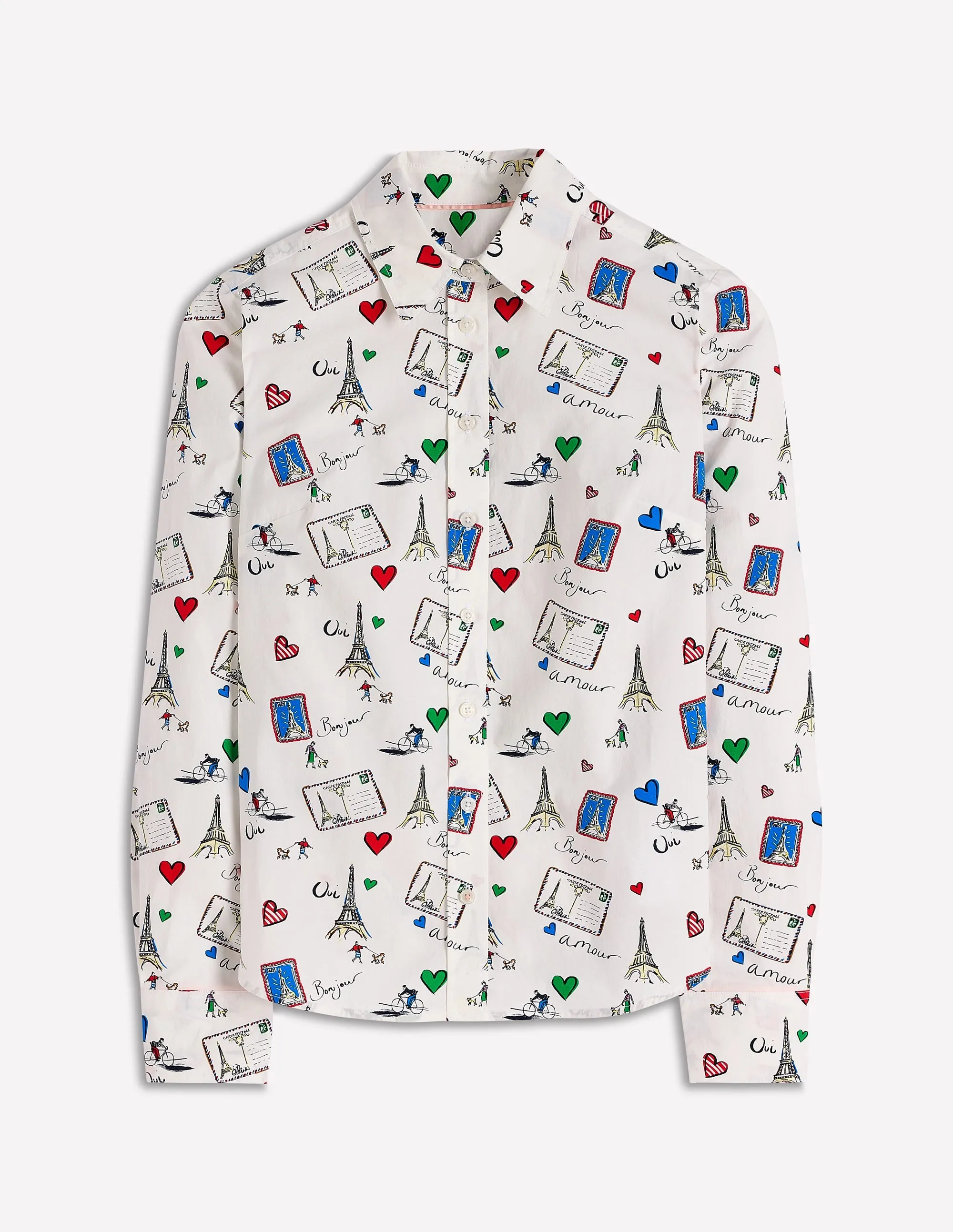 Moisture Wicking Technology EasyCare Material Sienna Cotton Shirt-Ivory, Postcard from Paris