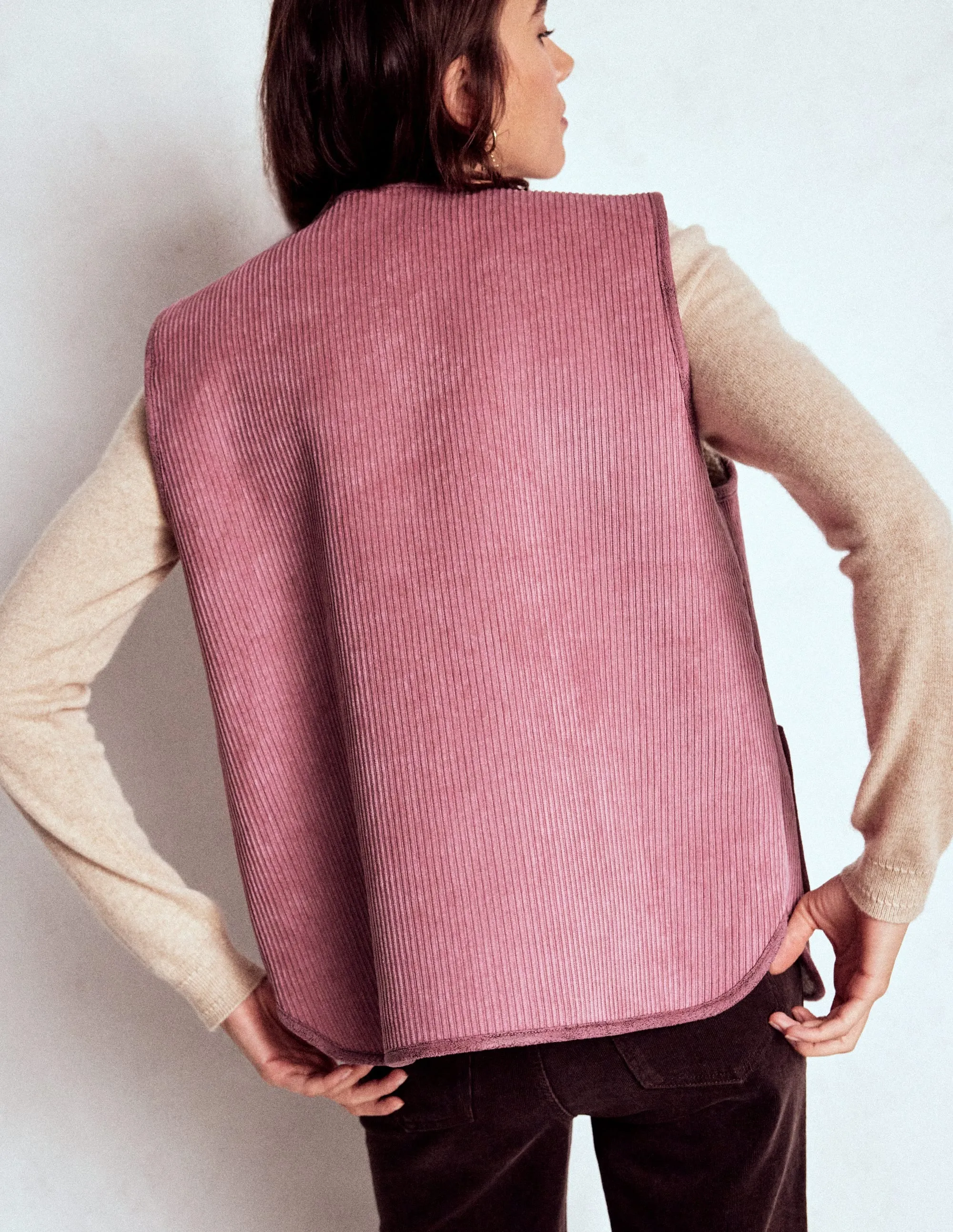 Matte Fabric Recycled Polyester Clerkenwell Reversible Gilet-Light Pink, Natural