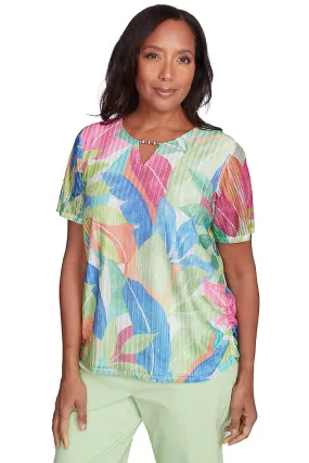 Buttery Soft Handfeel Parrot Cay Tropical Mesh Top