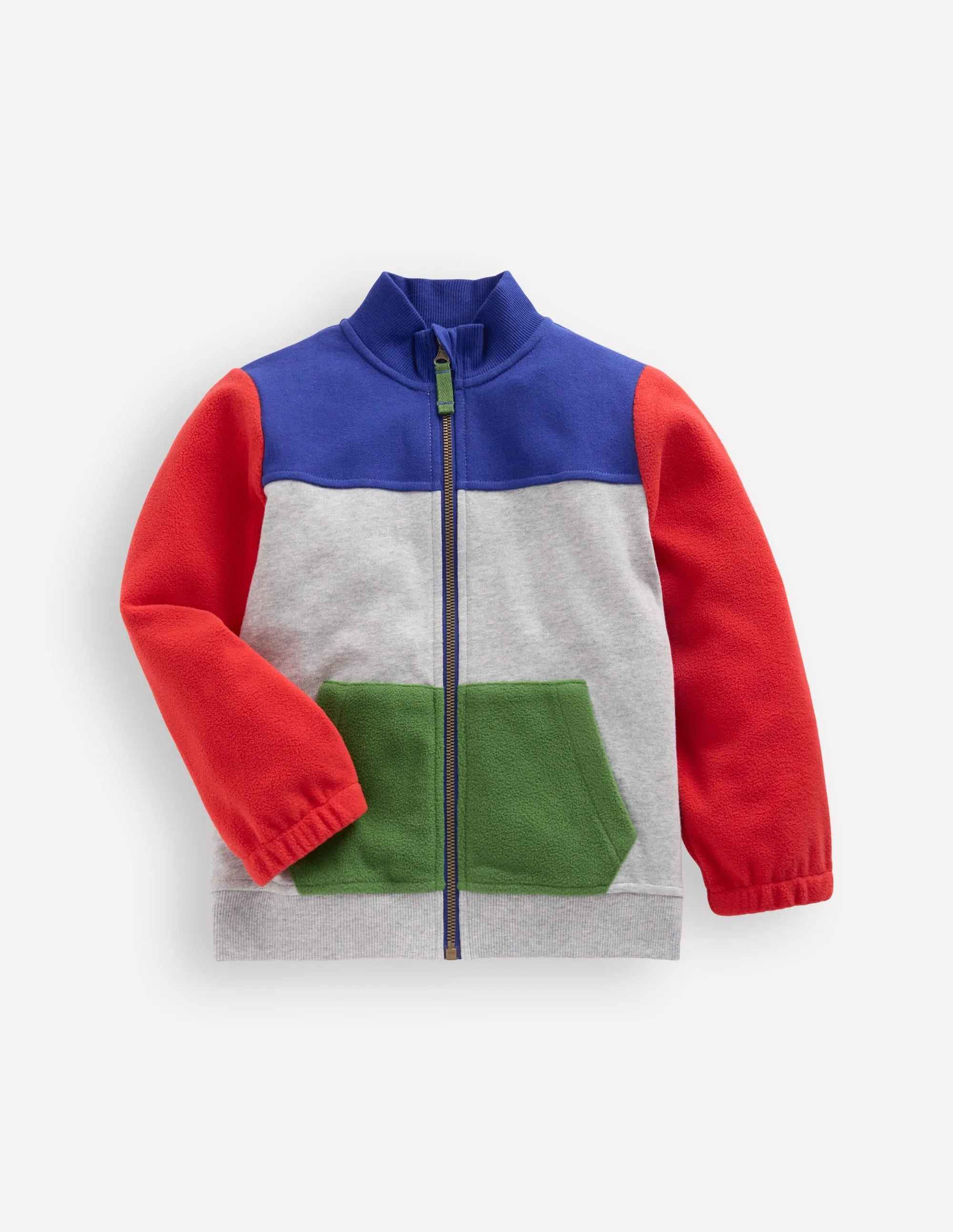 Reinforced Hems Odor Neutralizing Technology Cosy Fleece Zip Through-Grey Marl Colourblock