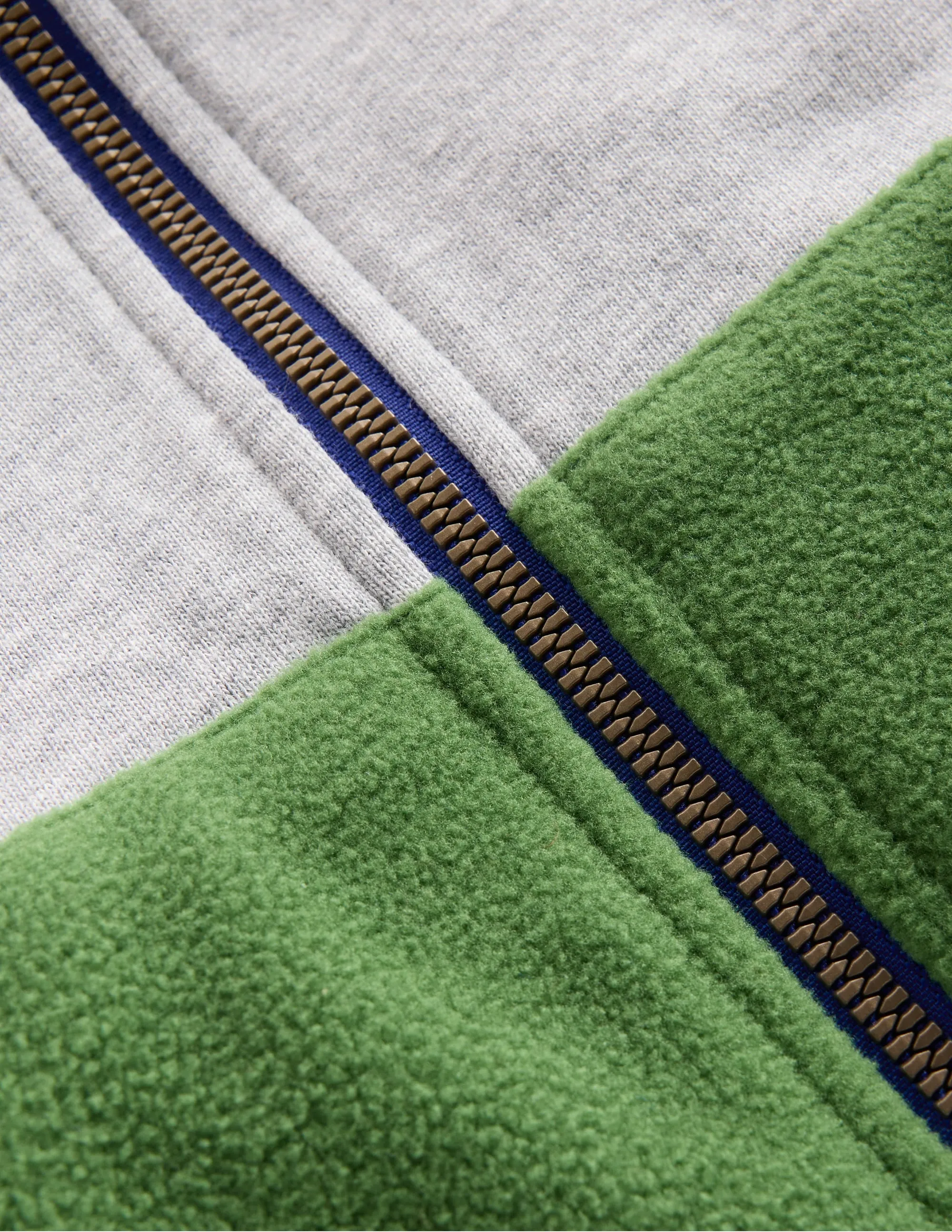 Cosy Fleece Zip Through-Grey Marl Colourblock QuickRelease Fastener Buttonless Closure