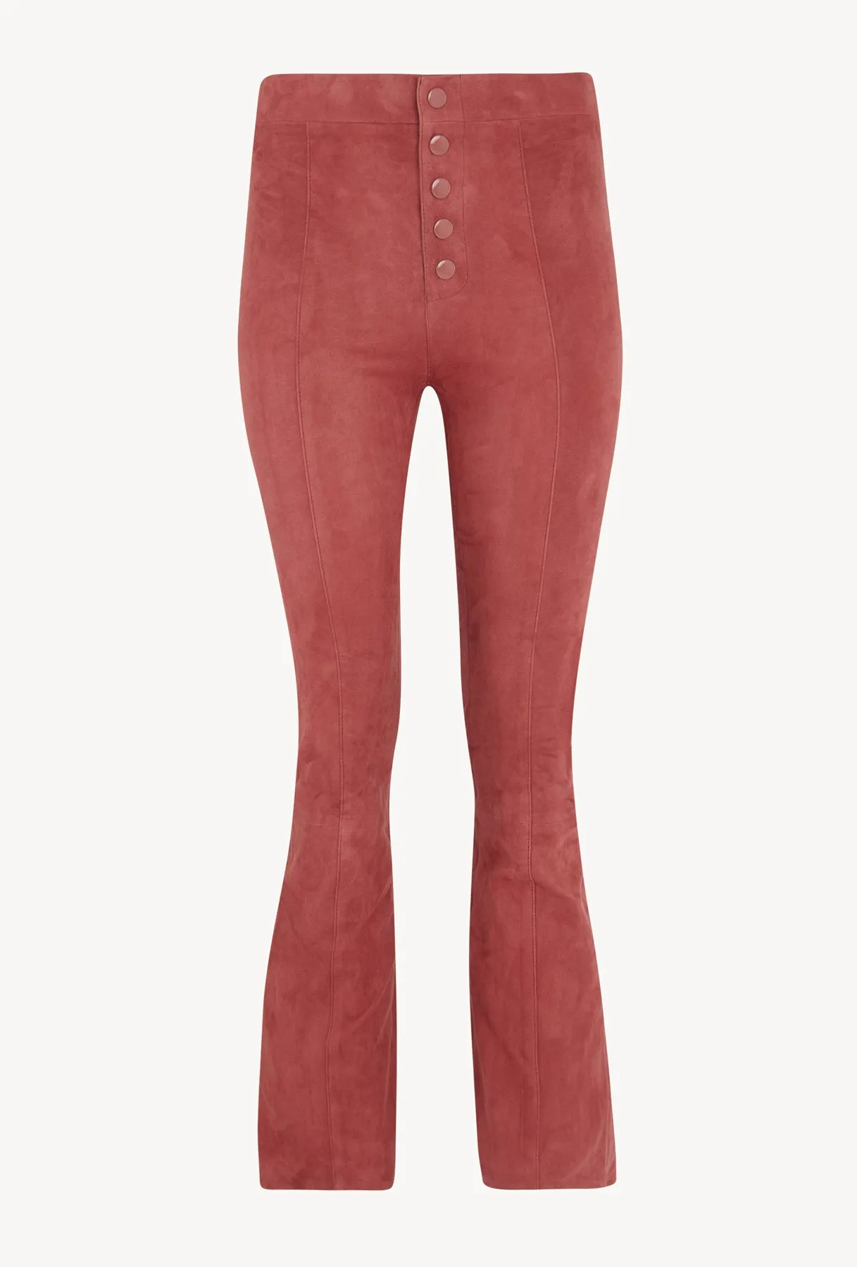 Mauve Suede Front Snap Ankle Flare Leggings Easy Stretch Fit No Irritation Seams