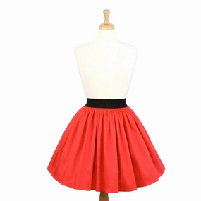 Solid Coral Red A-line Pleated Skirt #S-AP645 Water Repellent Knee Length