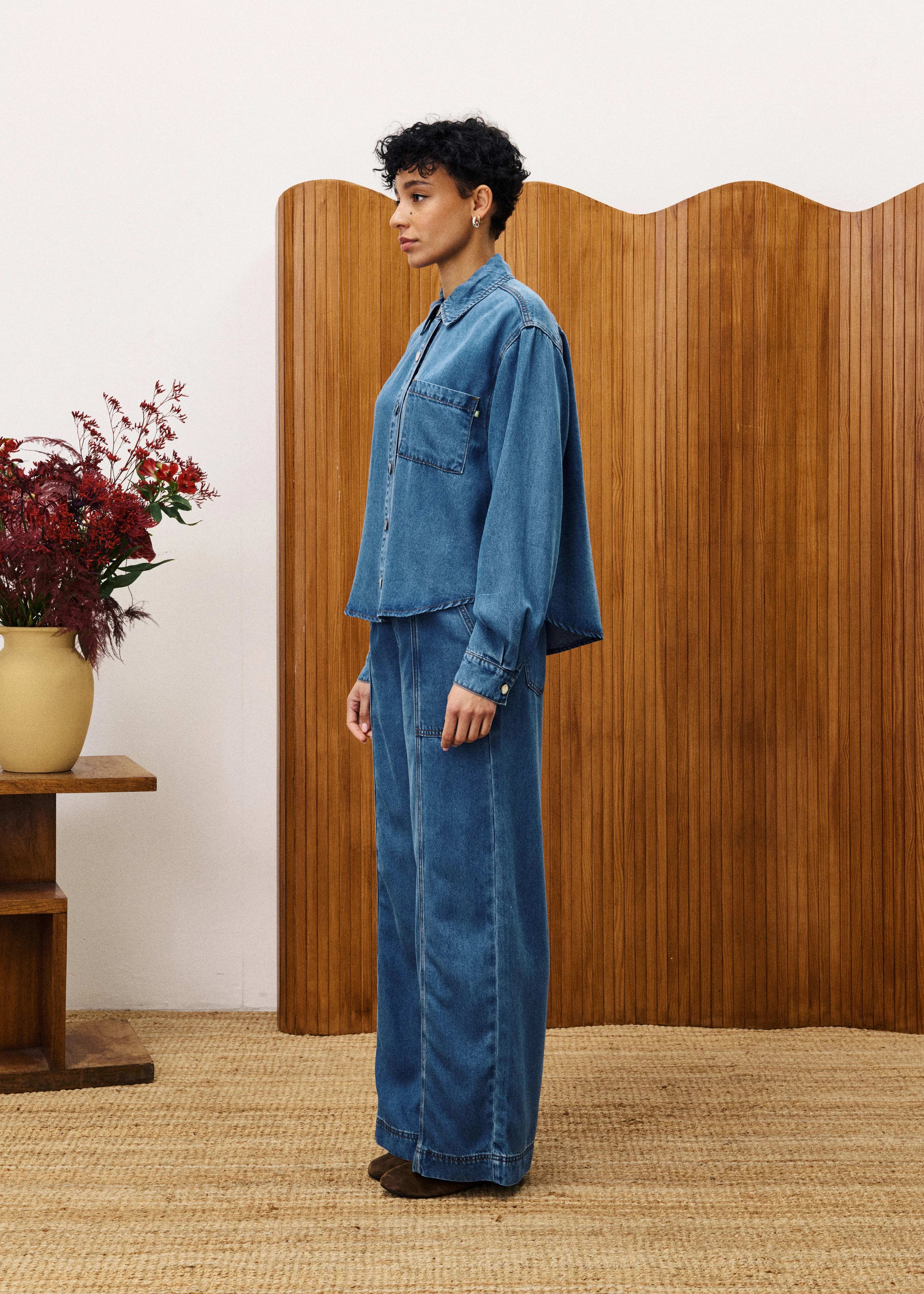 Textured Bold Balanced Fit BALSAMINE BLUE DENIM PANTS