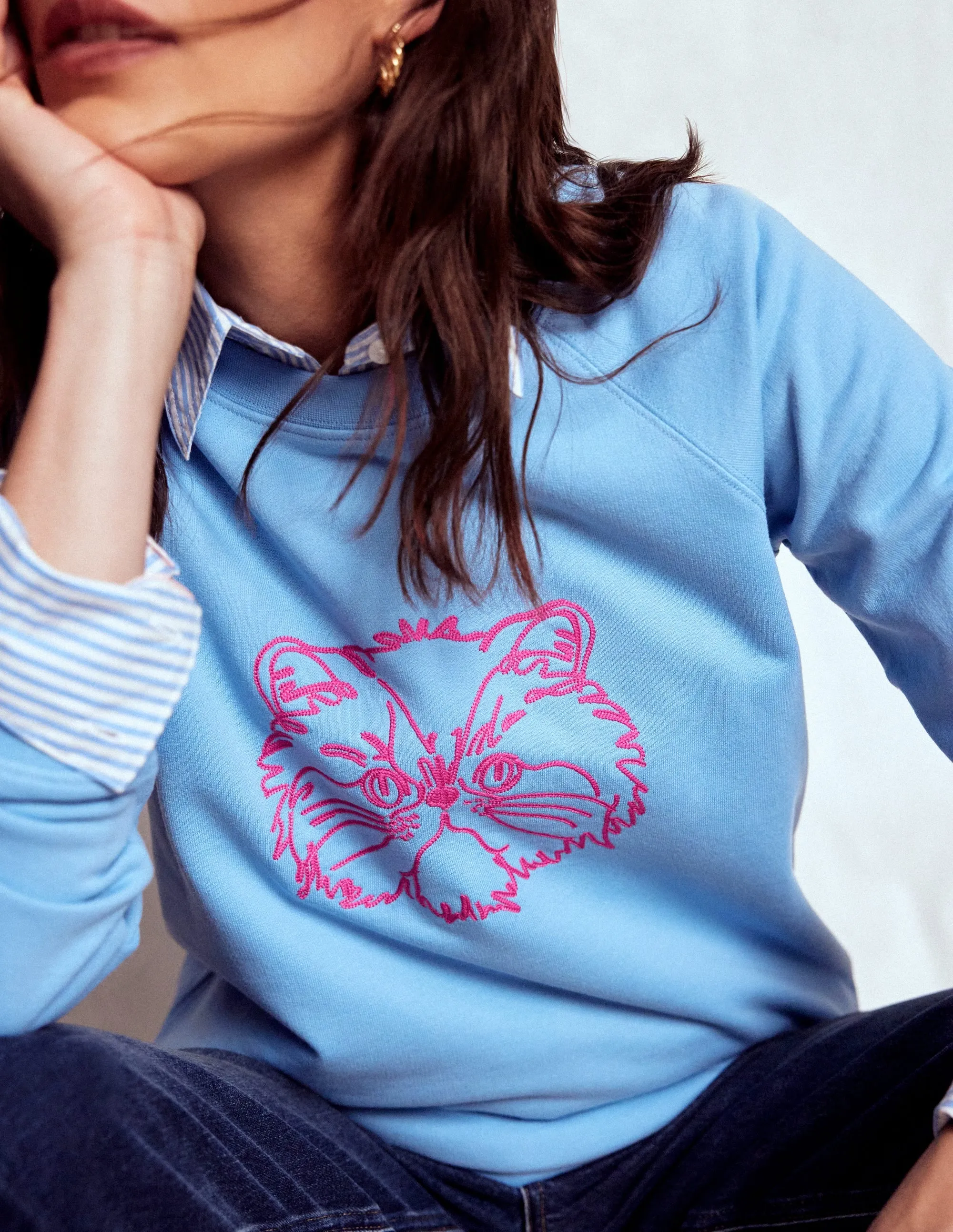Adaptive Temperature Control Eco Conscious Packaging Rosa Embroidered Sweatshirt-Grumpy Cat