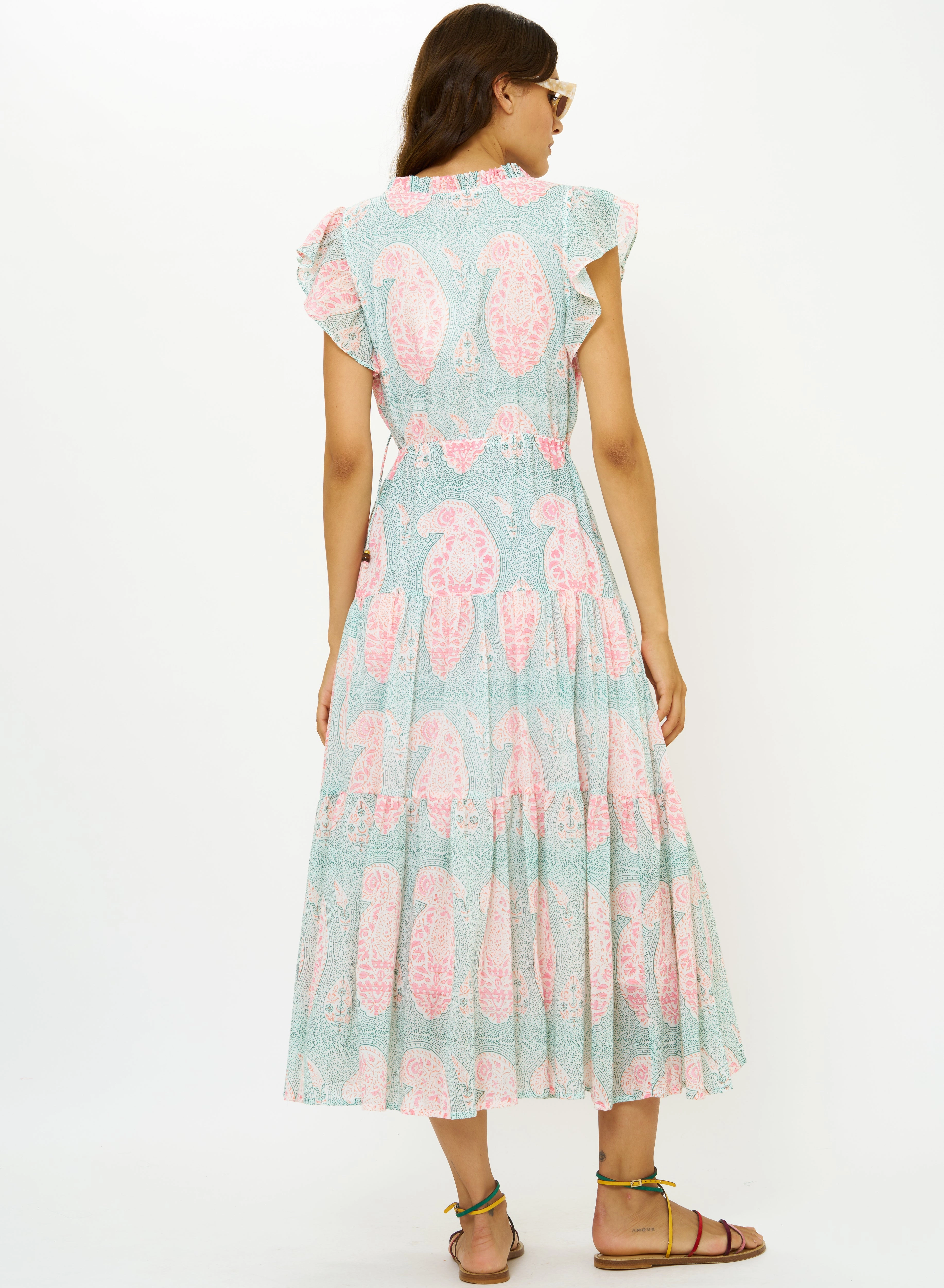 Cinched Flirty Midi Samode Green Night Mood Petite-Size