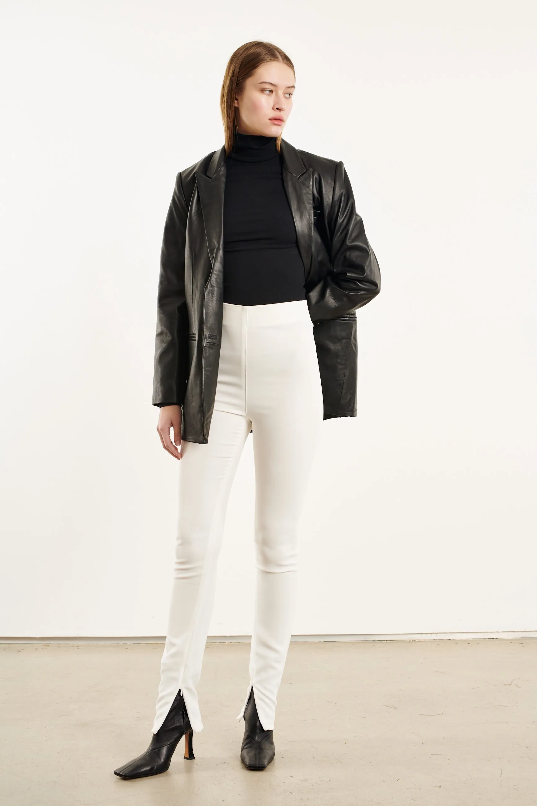 White Crepe Ankle Zipper Pants OdorResistant ripstop fabric