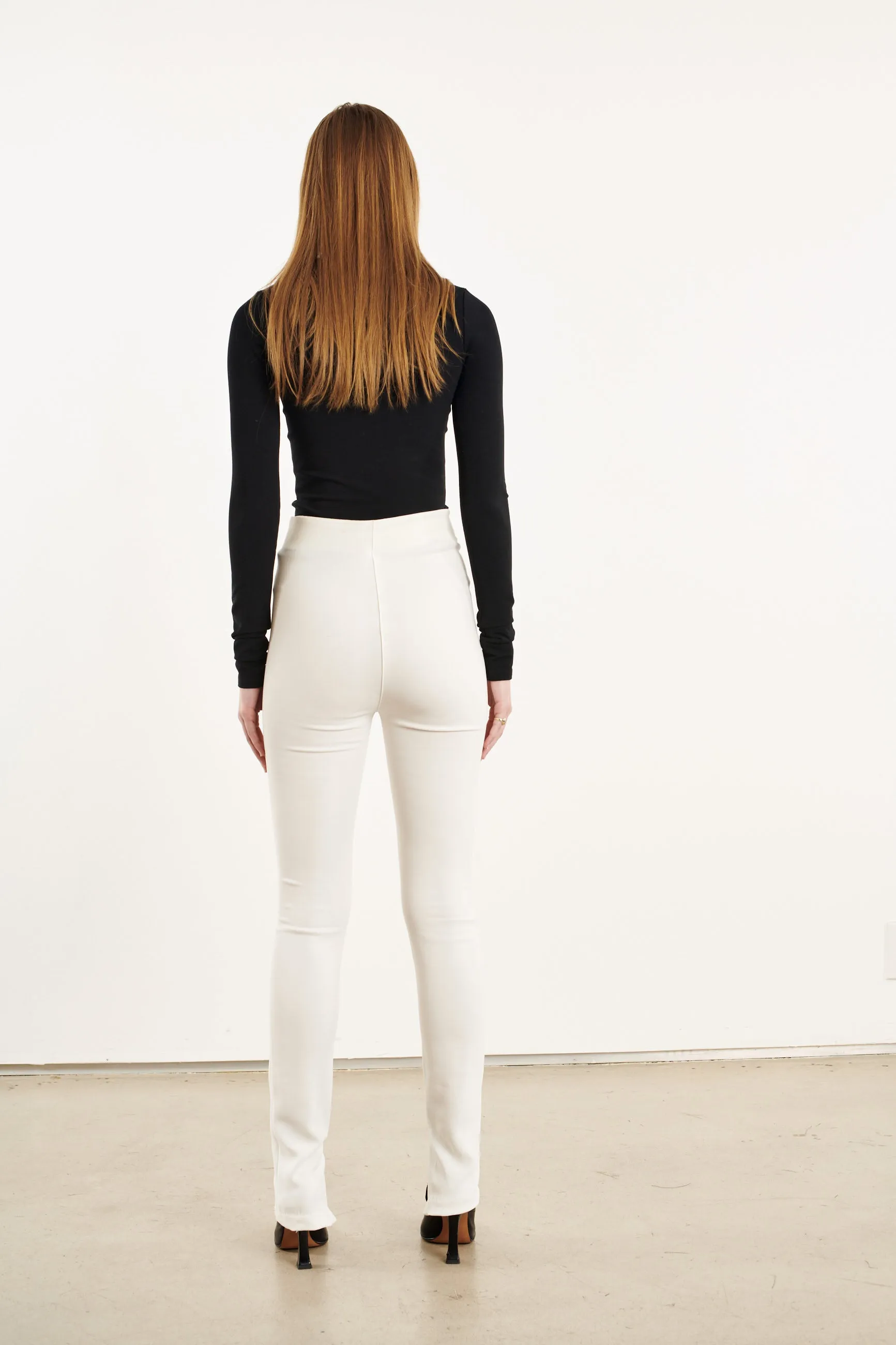 White Crepe Ankle Zipper Pants SoftCottonBlend