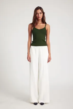 Sporty Fit All-day Comfort White Crepe Wide Leg Pintuck Trousers