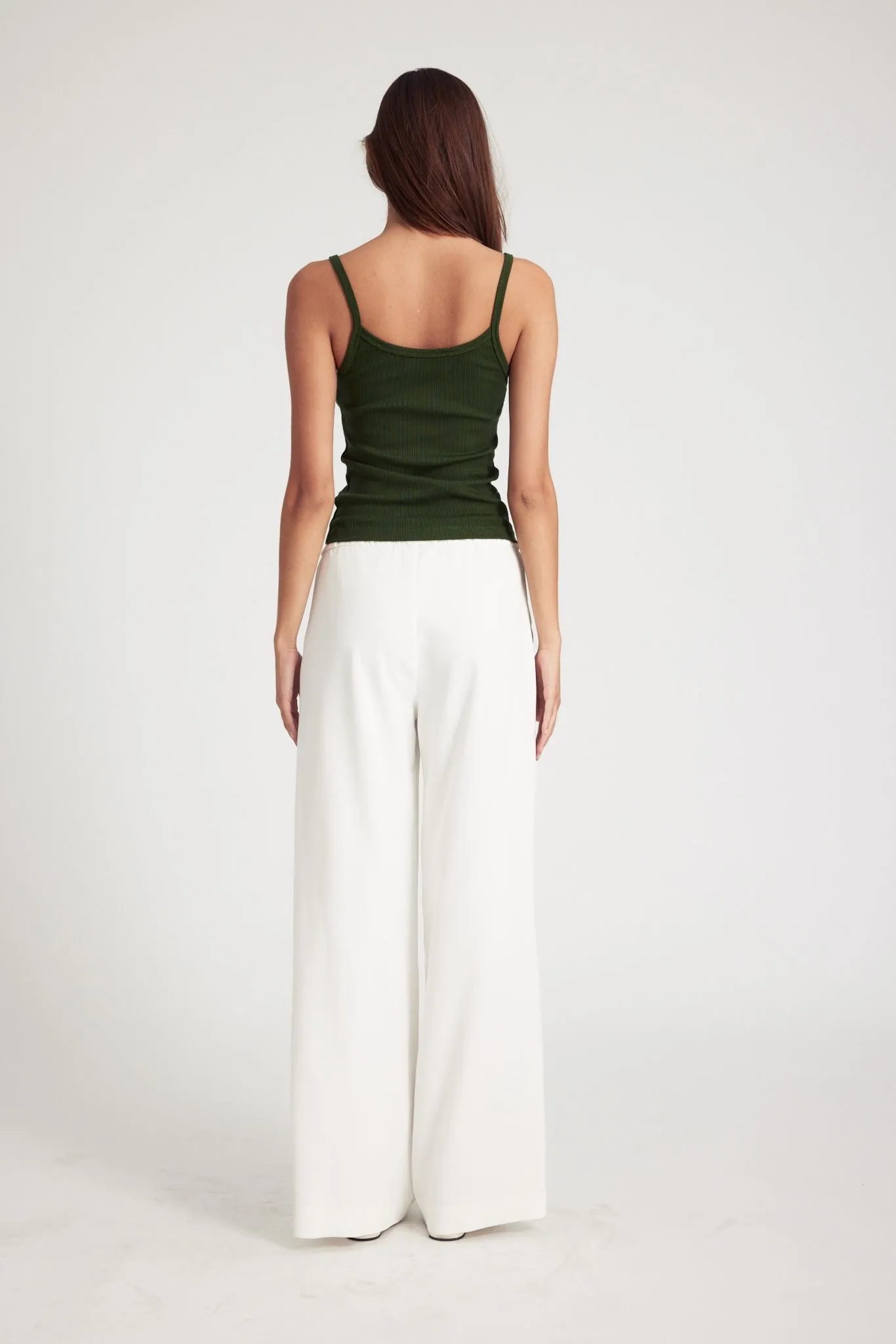 Moisture control White Crepe Wide Leg Pintuck Trousers