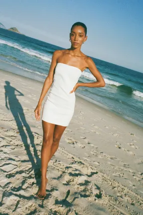 White Croc Embossed Leather Strapless Dress Sister Charm