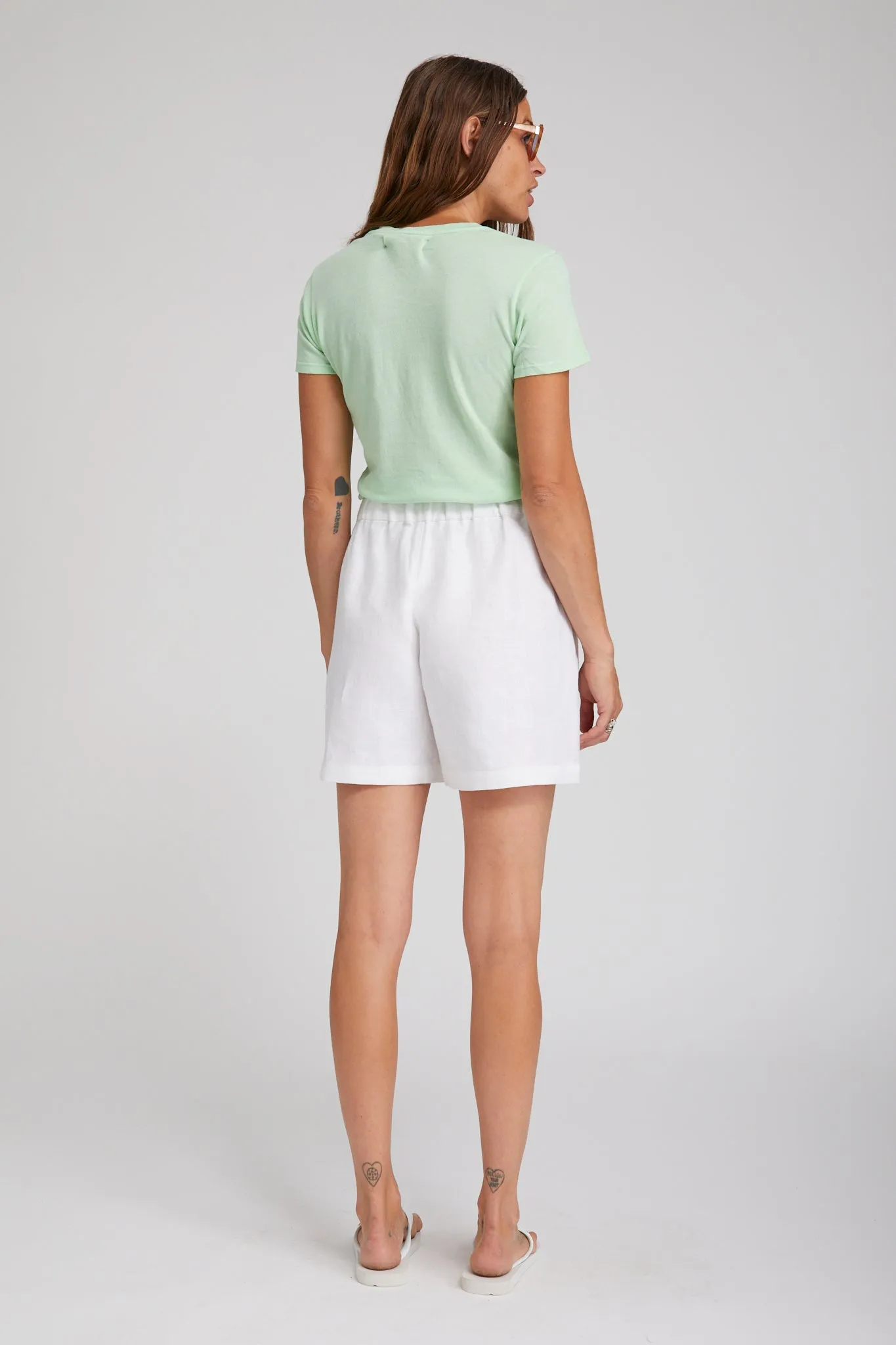 White Linen Culotte Shorts WindResistantWeave Comfortable Motion