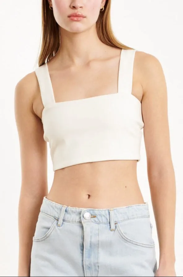 White Micro Tube Top With Straps VentilatedArmholes Reinforced Hem