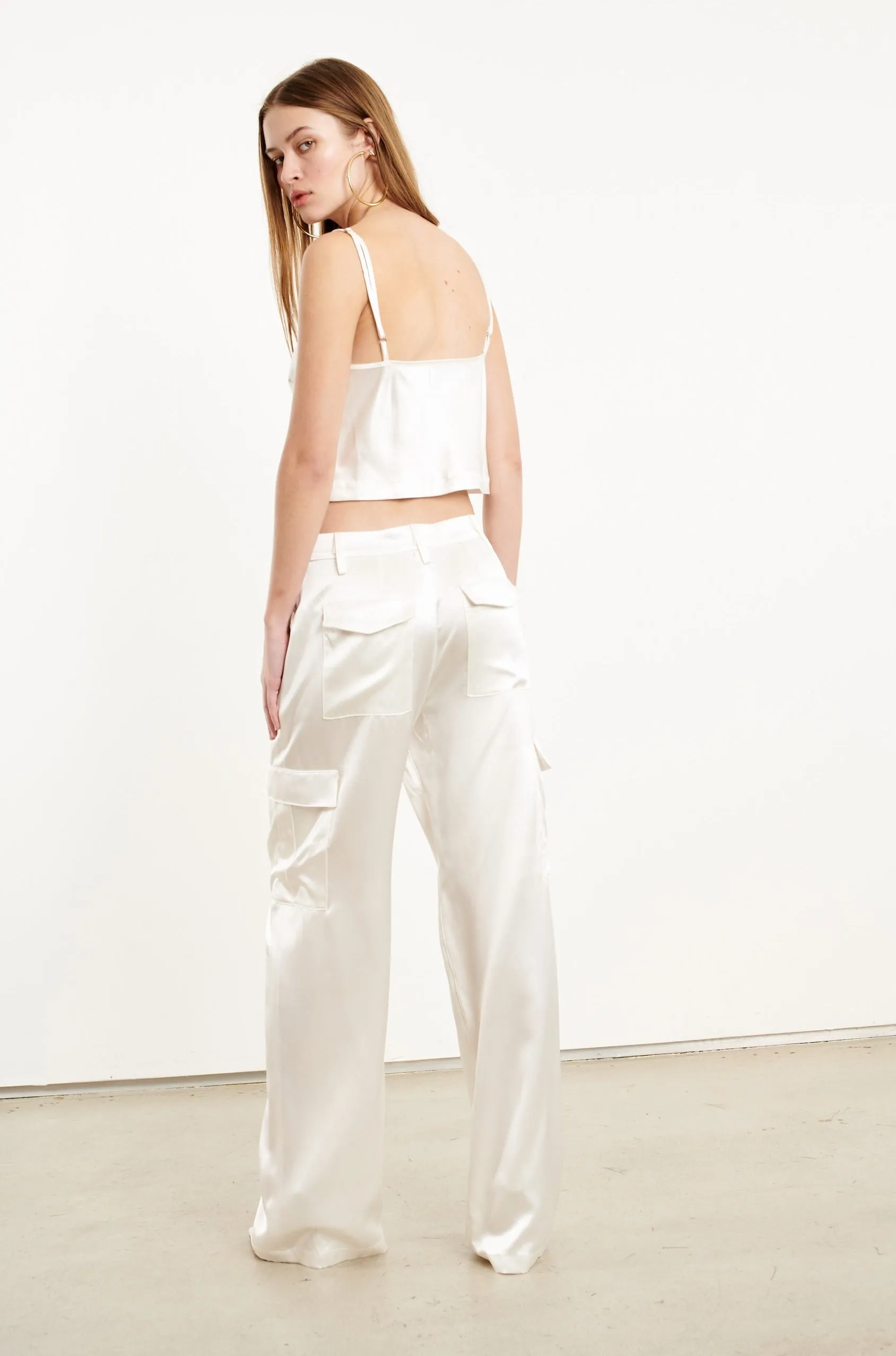 ReinforcedEdges White Silk Cropped Cami