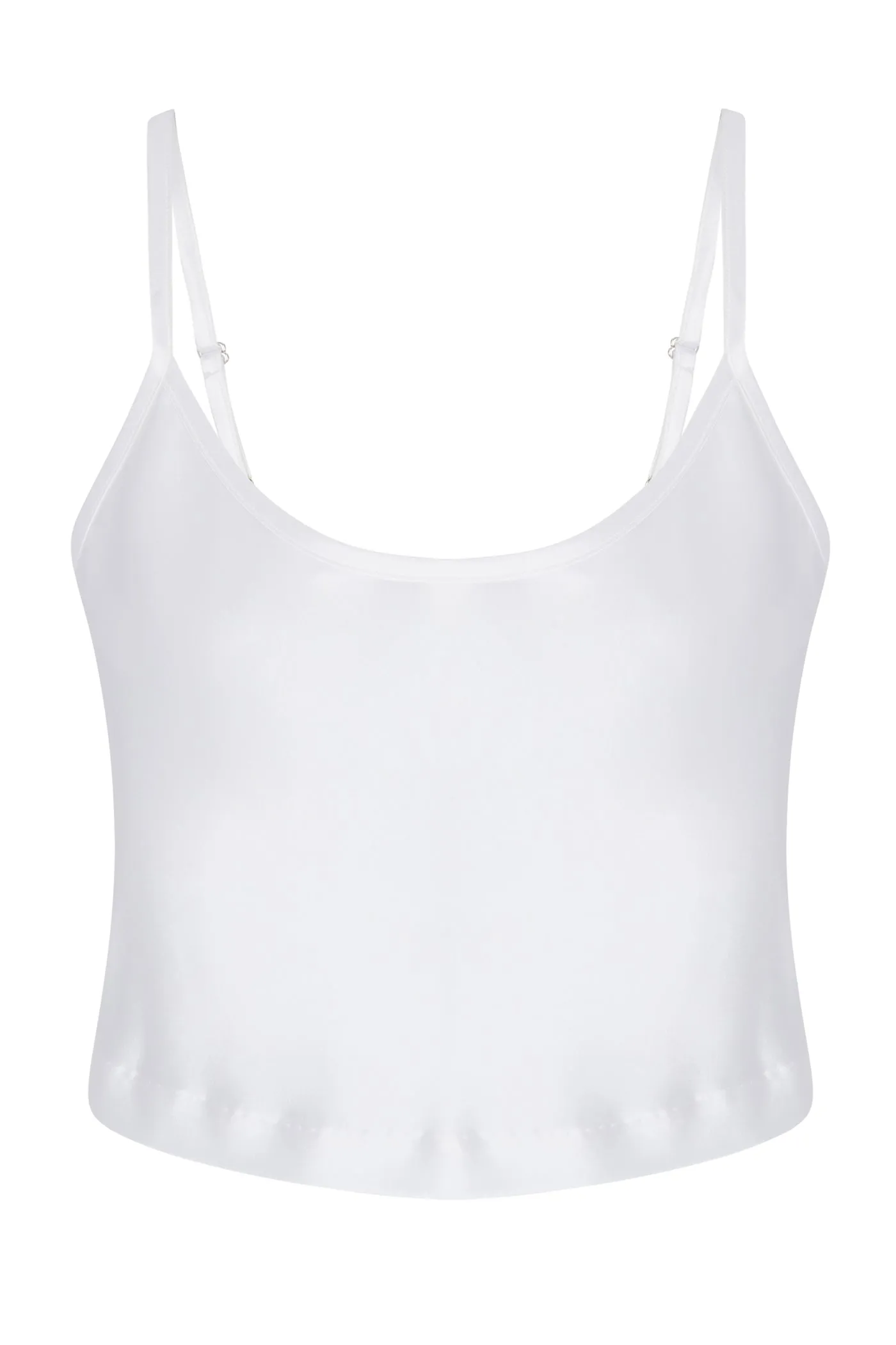 Garment Washed Finish White Silk Cropped Cami