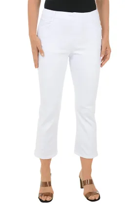 Denim finish White Sparkle Buttons Denim Crop Pant
