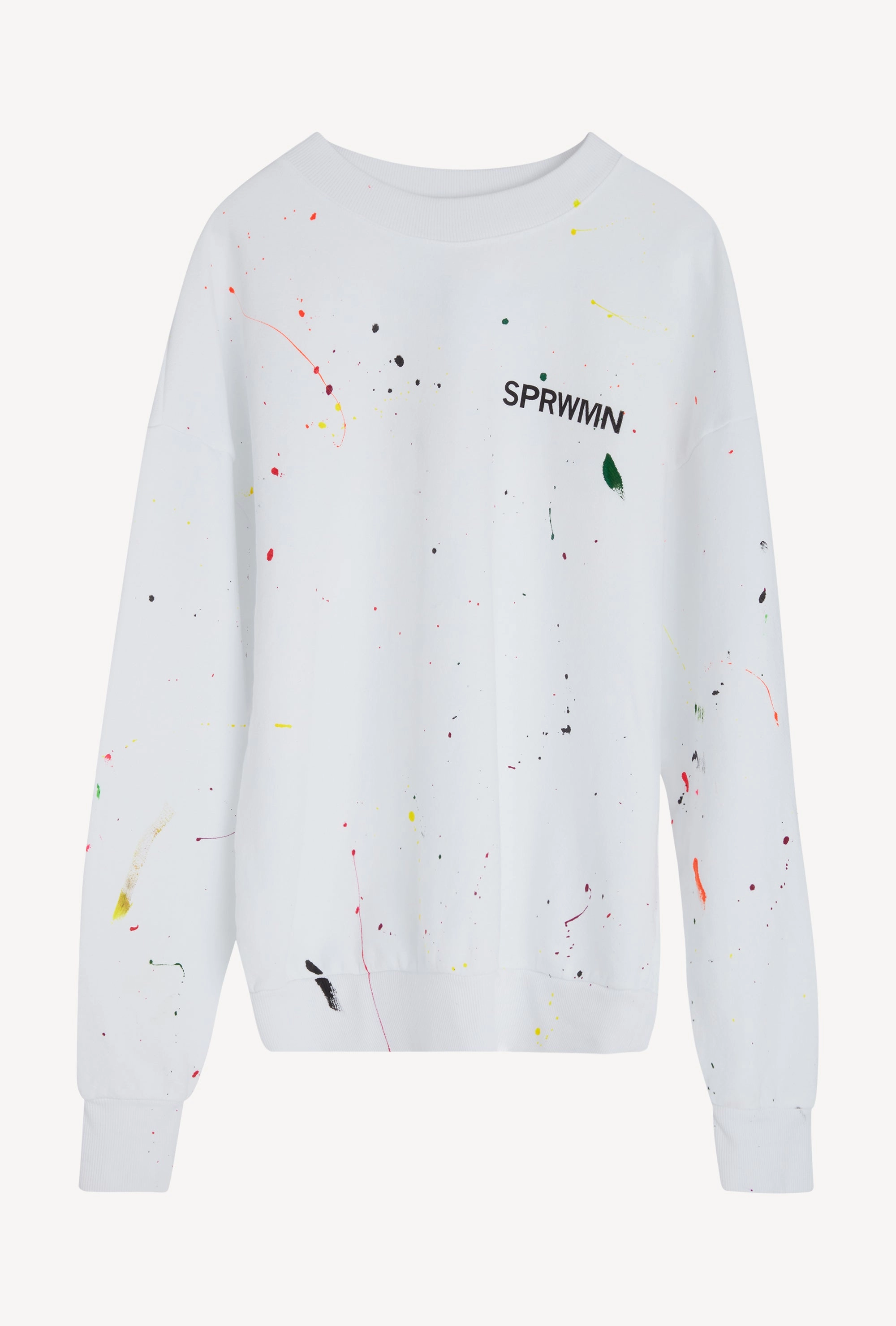 White Paint Splatter Cotton Logo Sweatshirt Anti Static Treatment
