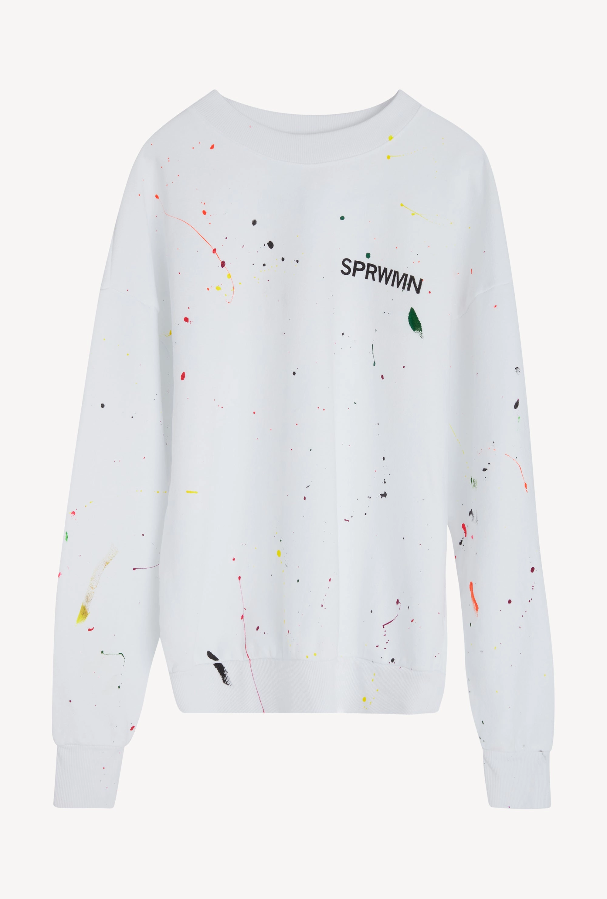 Cozy Knit White Paint Splatter Cotton Logo Sweatshirt