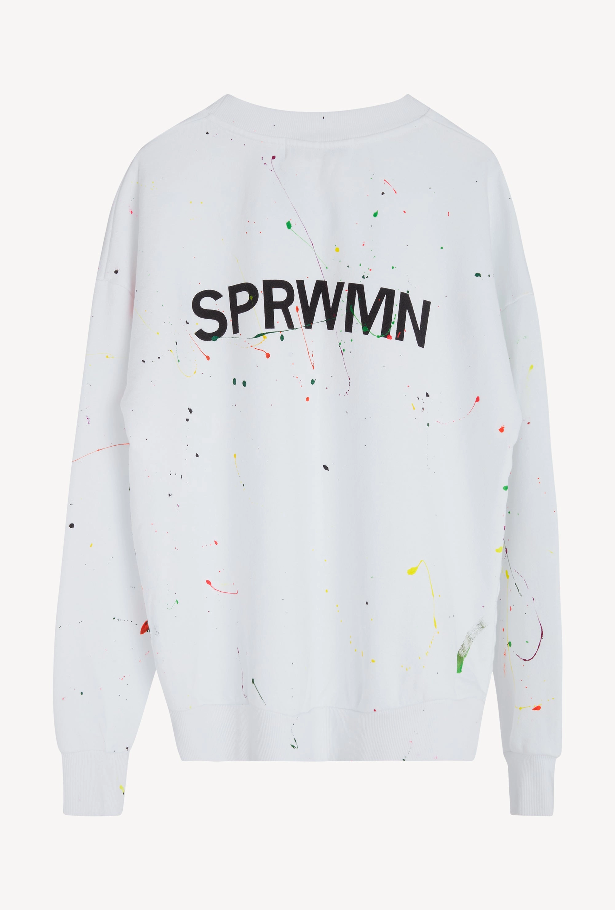 White Paint Splatter Cotton Logo Sweatshirt AdjustableCuffSystem VNeck Style