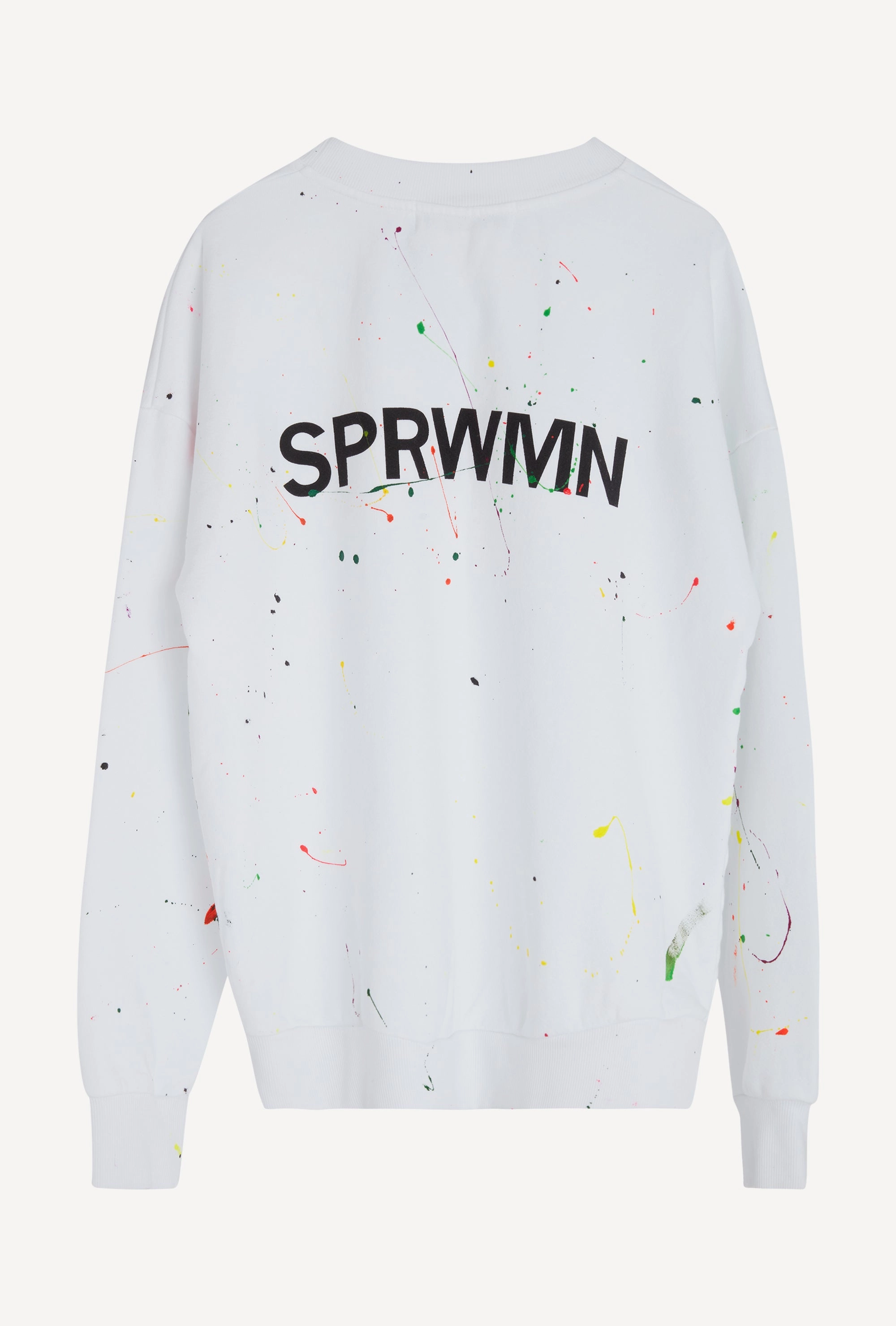 VersatileLayering White Paint Splatter Cotton Logo Sweatshirt