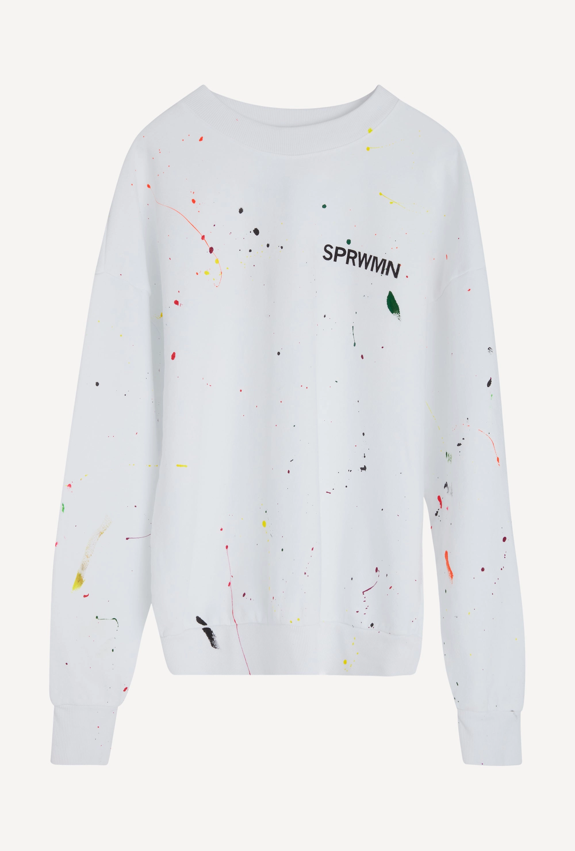 Interlock Weave ReinforcedEdges White Paint Splatter Cotton Logo Sweatshirt
