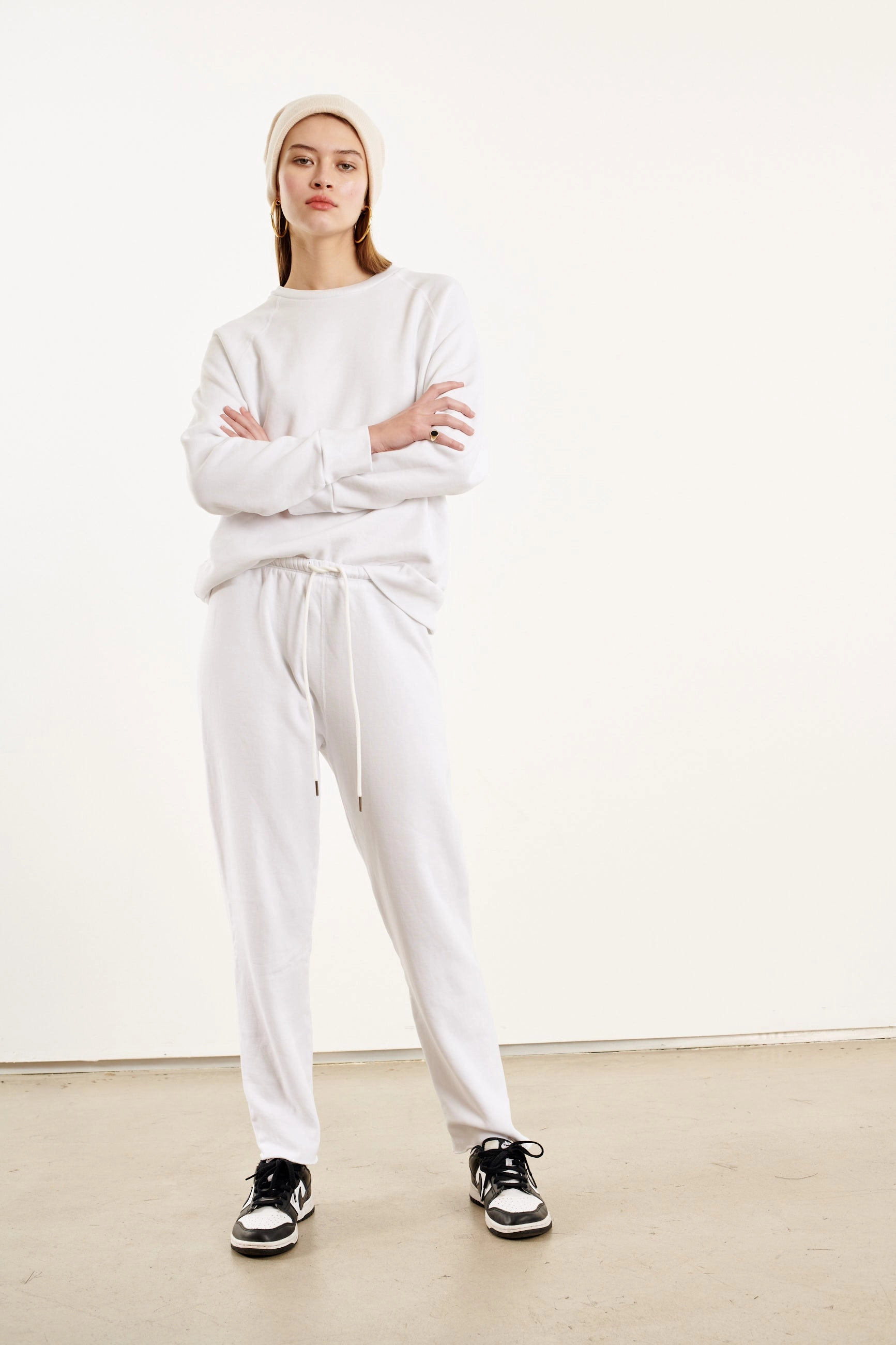 Reinforced Hems SubtleTexture White Raglan Sweater