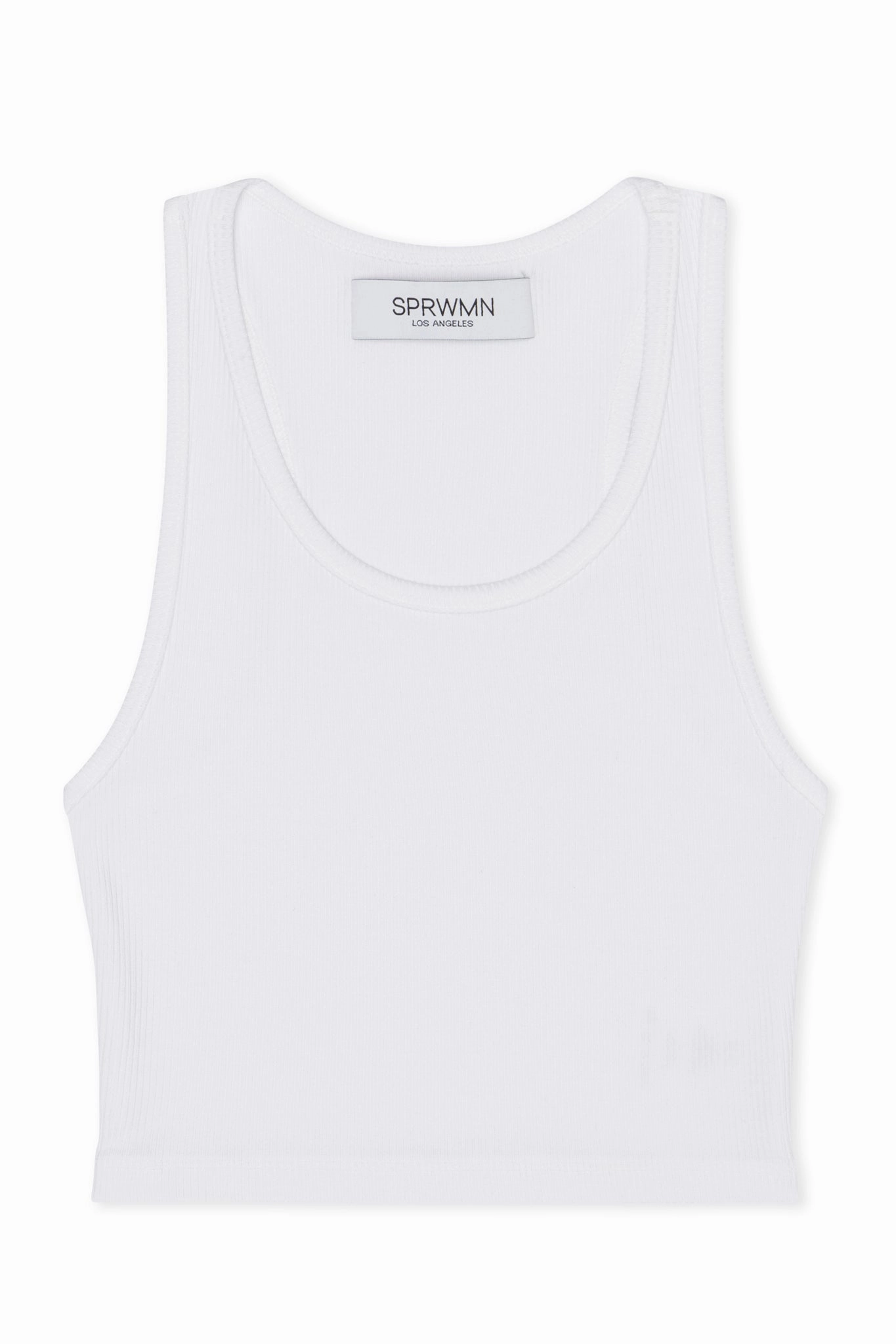 White Rib Cropped Tank Layered Ventilation Zones