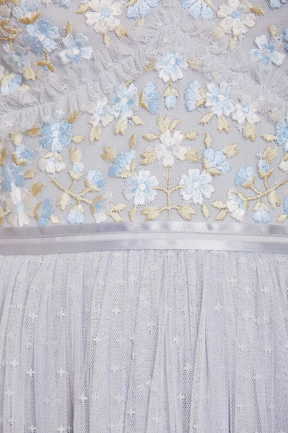 Textured Surface Wildflower Ditsy Bodice Ankle Gown