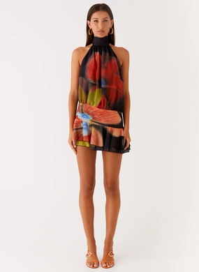 Willow Chiffon Mini Dress - Moody Floral