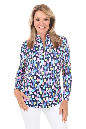 AllPurposeWear LaserCutVents Wine Glasses Mock Neck UPF50  Top